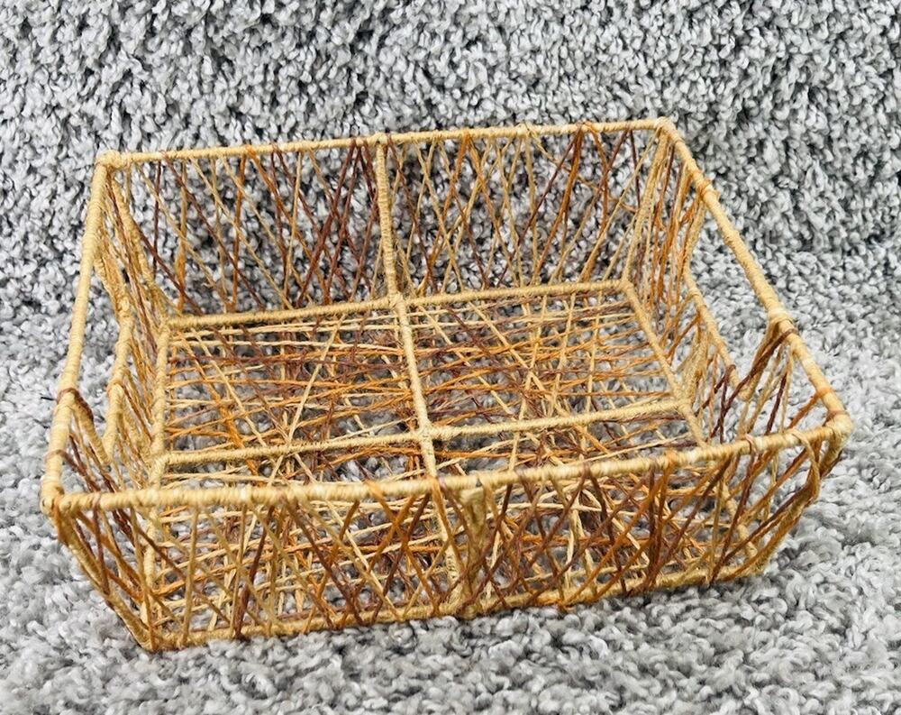 String Woven Trinket Basket Square Home Any Room Decor Storage 4inX6inX8in